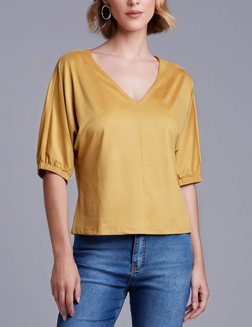 Blusa Ajuste Manga Suede Ambar