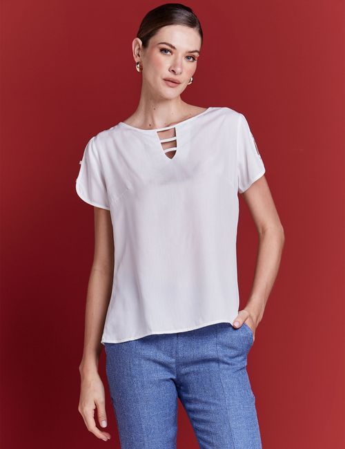 Blusa Decote Tiras Off White