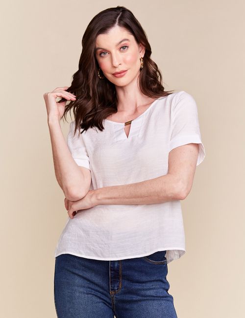 Blusa Decote Geométrico Off White