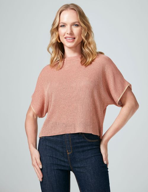 Blusa Morcego Lurex Rosa