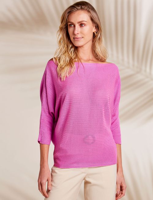 Blusa Canoa Canelada Pink