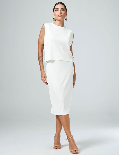Conjunto Malha Rib Off White