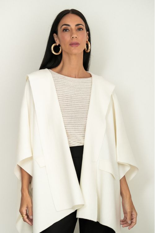 Capa Tricot Capuz Off White