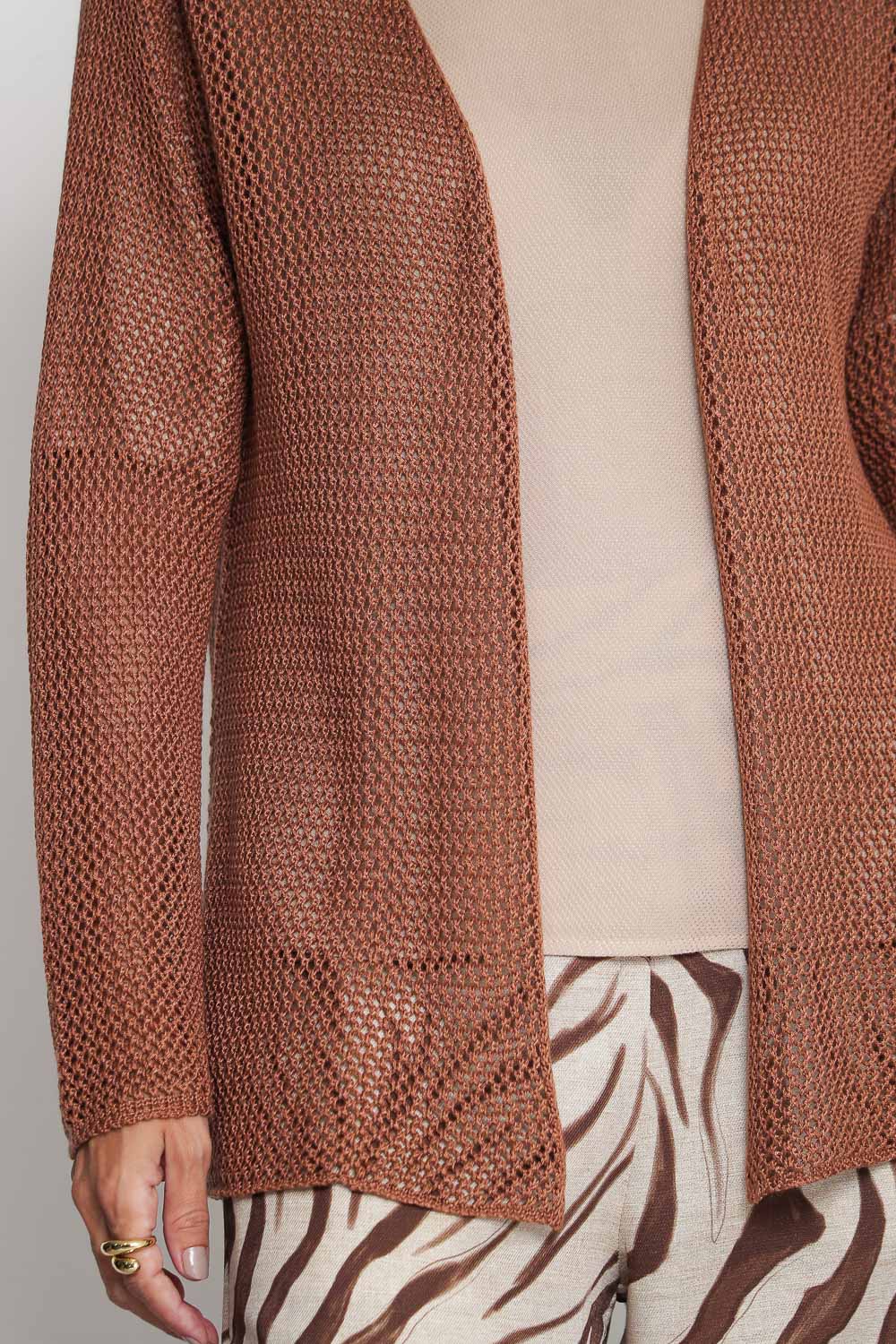 Cardigan-Tricot-Tela-Caramelo