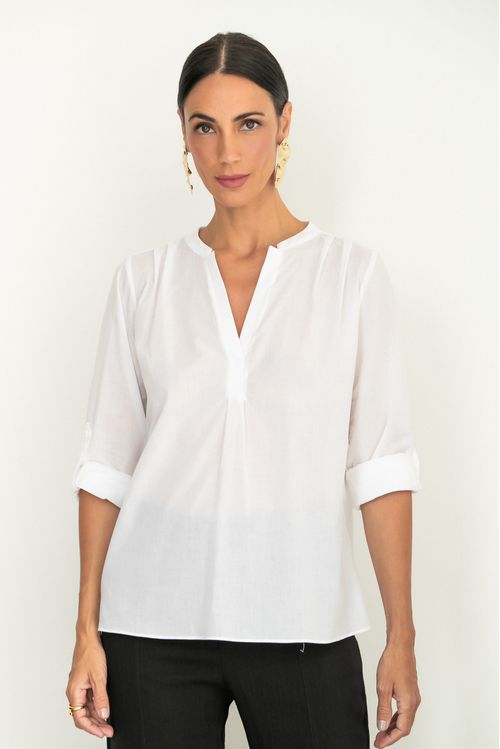 Camisa Pregas Cristal Branca
