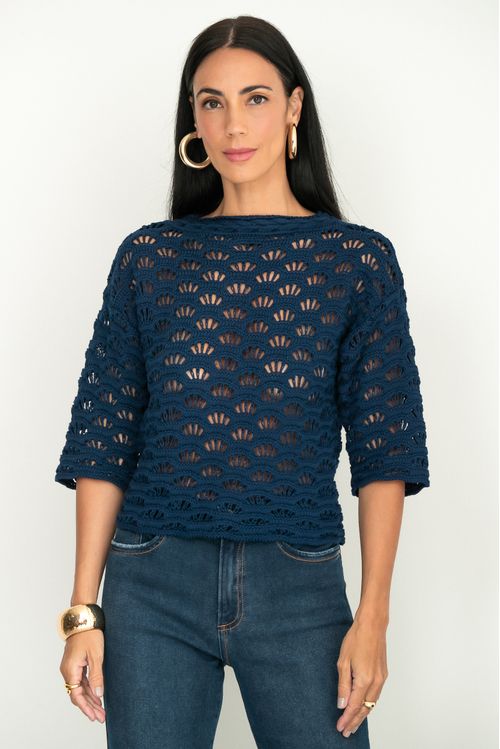 Blusa Tricot Verbena Marinho