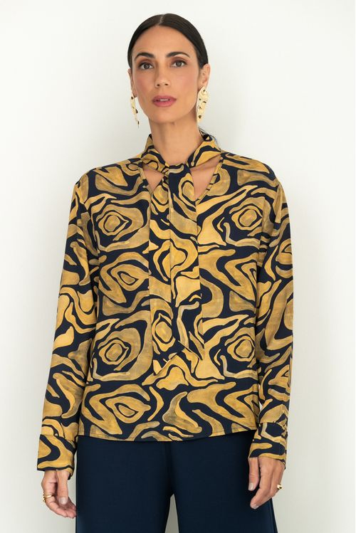 Blusa Echarpe Quartzo Marinho