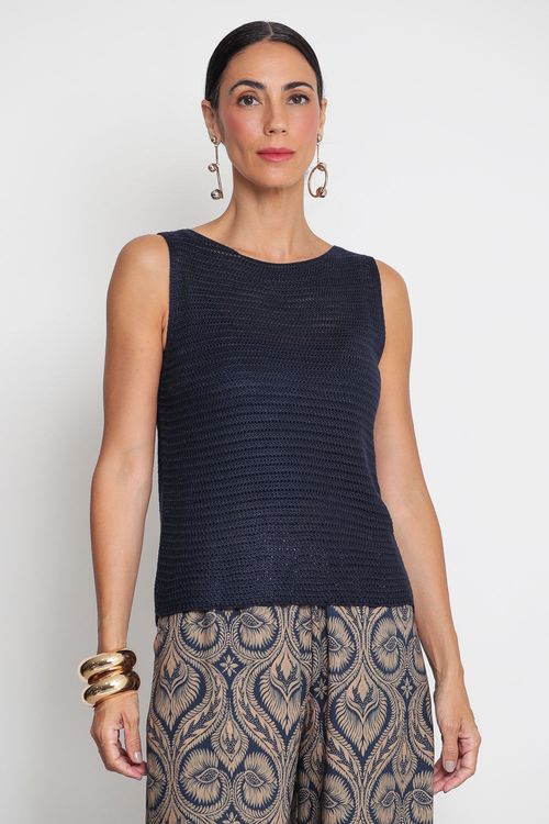 Regata Crochet Marinho