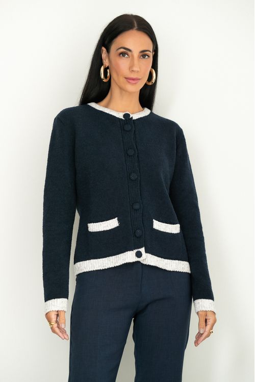 Casaco Tricot Mousse Marinho