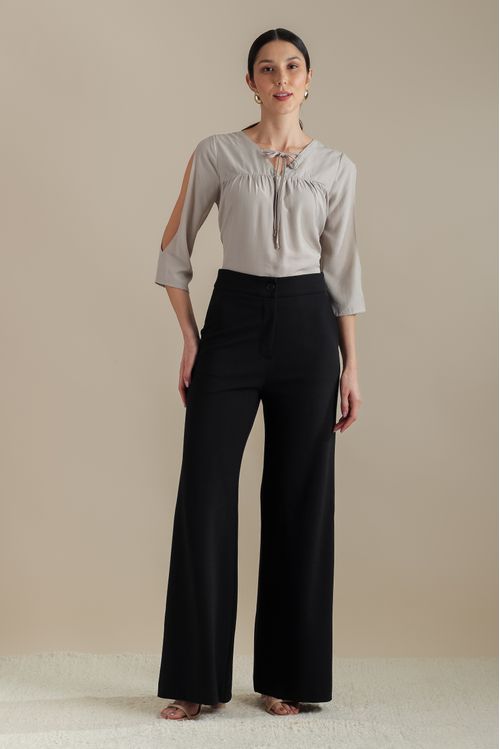 Calça Pantalona Crepe Preta